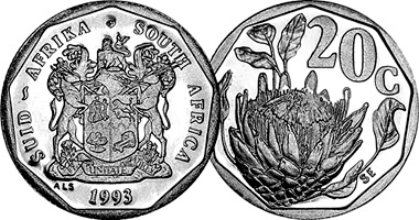South Africa 1/2, 1, 2, 5, 10, 20, and 50 Cents 1970 to 2000