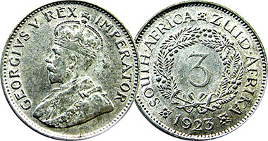 South Africa 3 and 6 Pence 1923 to 1925