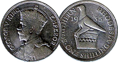 Rhodesia (Southern, Zimbabwe) Shilling 1932 to 1952