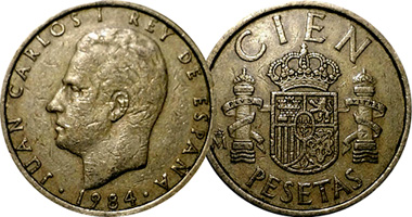 Spain 100 Pesetas 1982 to 1990
