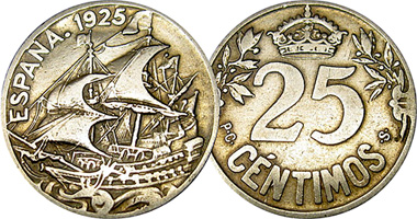 Spain 25 Centimos 1925