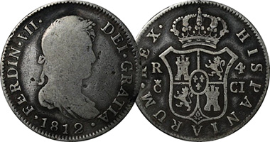 Spain 1/2, 1, 2, 4, and 8 Reales 1812 to 1833
