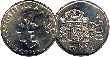 Spain 500 Pesetas 1987 to 1994