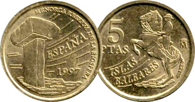 Spain 5 Pesetas Balearic Islands commemorative 1997
