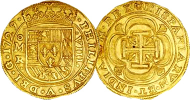Spain 1/2, 1, 2, 4, and 8 Escudos 1598 to 1730