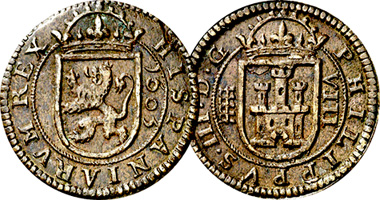 Spain 8 Maravedis Philippvs III Hispaniarvm Rex (Fakes are possible) 1605 to 1652