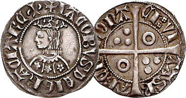 Medieval Spain (Barcelona) Groat of Alfonsvs, Iacobvs, and Petrvs 1285 to 1387
