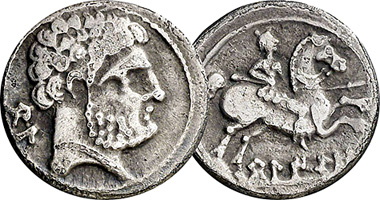Ancient Spain (Beligiom) Denario and As 120BC to 20BC
