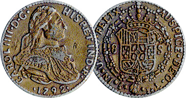 Spain Fake Colonial 8 Escudos (Counterfeit) 1792