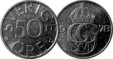 Sweden 50 Ore 1976 to 1991