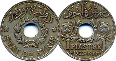 Syria 1 and 2 1/2 Piastres 1929 to 1940