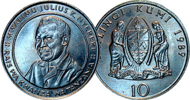 Tanzania 10 Shilingi 1987 to 1993
