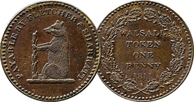 Great Britain Staffordshire Walsall Penny and Halfpenny 1811