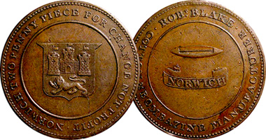 Great Britain Token Norwich Two Penny 1811 to 1815