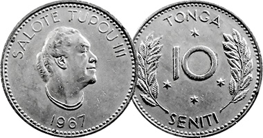 Tonga 5 and 10 Seniti 1967
