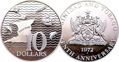 Trinidad and Tobago 10 Dollars 1972 to 1980