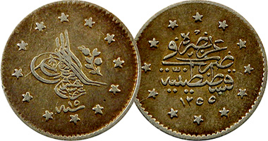 Turkey 1 and 2 Kurush 1839 to 1861
