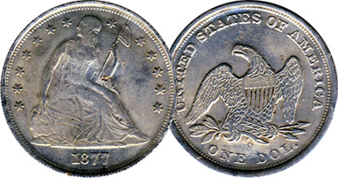 US Seated Liberty Dollar (Counterfeit) 1877
