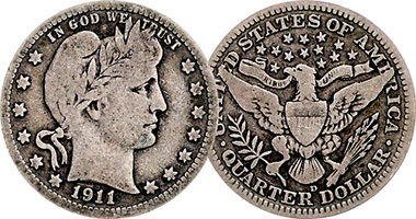 US Barber Quarter Dollar and Half Dollar 1892 to 1915