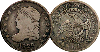 US Capped Bust Half Dime 1829 to 1837