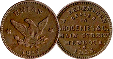 US Civil War Erlenborn Groceries Mendota IL 1863