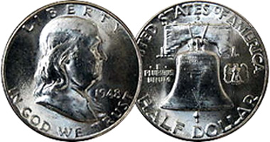 US Franklin Half Dollar 1948 to 1963