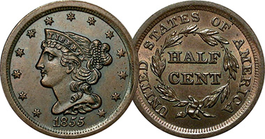 US Half Cent 1840 to 1857
