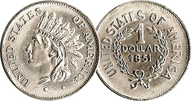 Coin Value Us Indian Head Dollar Counterfeit 1851