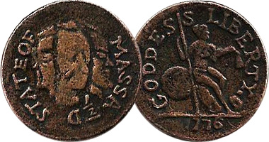 US Massachusetts Janus Copper (Counterfeit) 1776