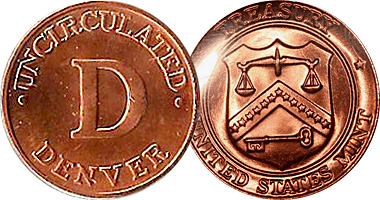 20 Bureau of the Mint Roll Medallion Token Philadelphia Denver from US Cello