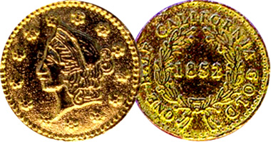 US One Half California Gold 1852