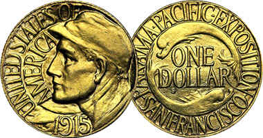 US Panama-Pacific Commemorative $1, $2.5, and $50 1915