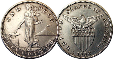 Philippines 10, 20, 50 Centavos and 1 Peso 1903 to 1935