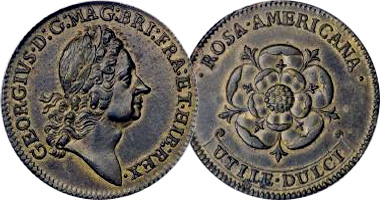 US Rosa Americana Coinage (Fakes are possible) 1722 to 1724