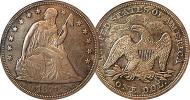 US Seated Liberty Dollar (Fakes are possible) 1840 to 1873