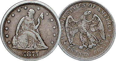 US Twenty Cent Piece 1875 to 1878