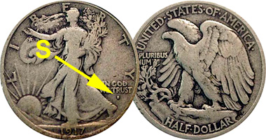 Details about   1917-D Walking Liberty Half Dollar Obverse VG Uncertified 