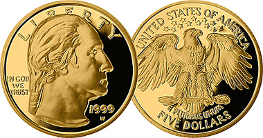 US Washington $5 Commemorative 1999