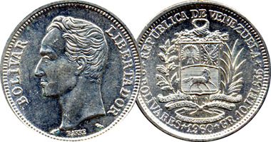 Venezuela 1 & 2 Bolivares 1960 to 1965