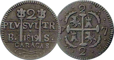 Venezuela Caracas 1, 2, and 4 Reales 1817 to 1821