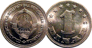 Yugoslavia 1 to 100 Para, Dinar, and Dinara Coinage 1945 to 1992