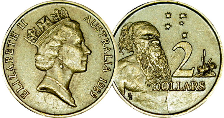 Opdagelse Svaghed dis Coin Value: Australia 2 Dollars (with Aboriginal man) 1988 to Date (large  photo)