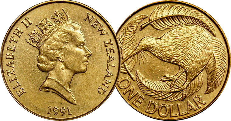 Coin Value New Zealand 1 Dollar Kiwi Bird 1990 To Date
