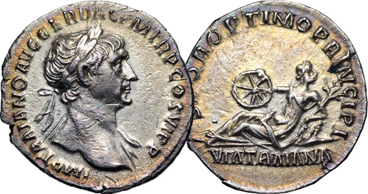 Coin Value: Ancient Rome Trajan Via Traiana Silver Denarius 98AD to ...