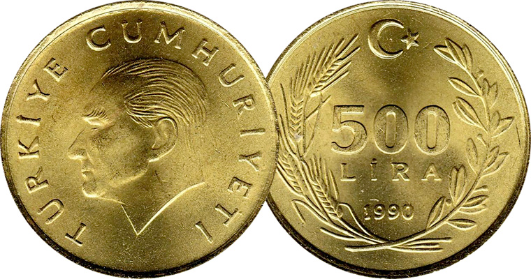 Coin Value Turkey 1 5 10 20 25 50 100 And 500 Lira 1957 To 1997 Turkey 1 5 10 20 25 50 100 And