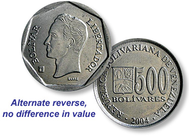 Coin Value Venezuela 10 20 50 100 And 500 Bolivares 7 Sided Coin Value Venezuela 10 20 50 100